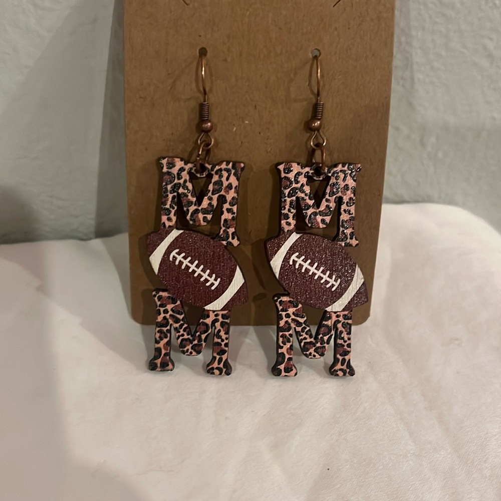 Leopard Football Mom Earrings